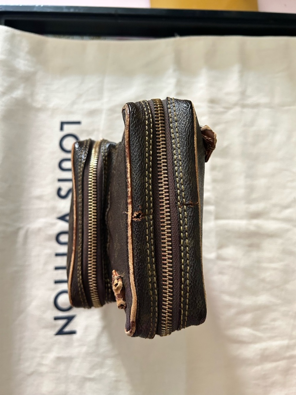 Louis Vuitton Monogram Double Zip Pouch Utility Bag Vintage - Picture 5 of 11